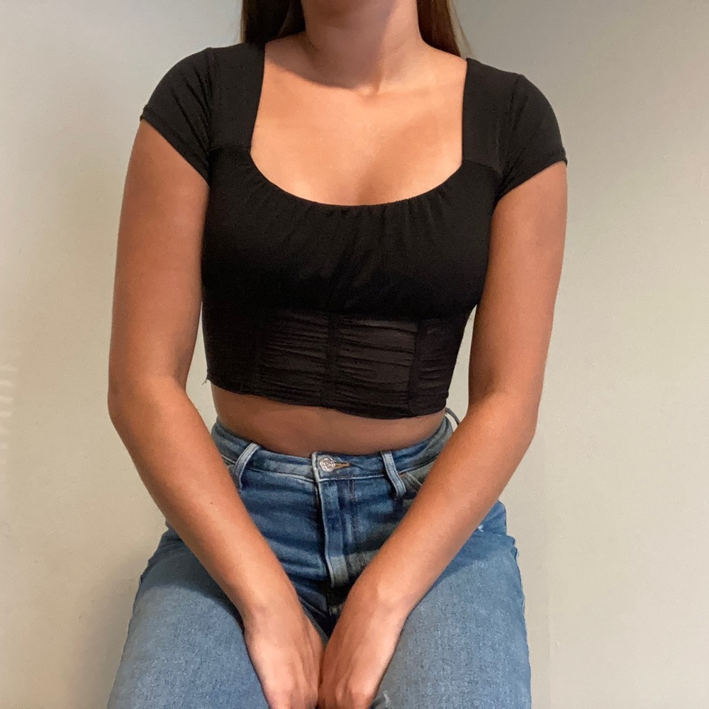 Black Rue21 Mesh Corset Crop Top